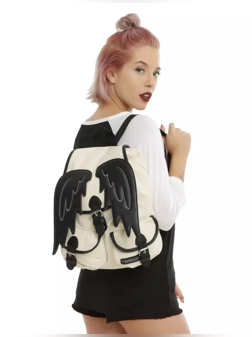 Supernatural Castiel Wings Slouch Backpack Canvas slouch backpack